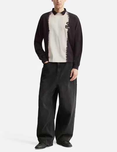 Nòmarhythm Textile Hand Dye Polo Tee Shirt In Black