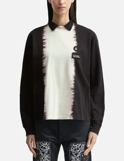 Nòmarhythm Textile Hand Dye Polo Tee Shirt In Black