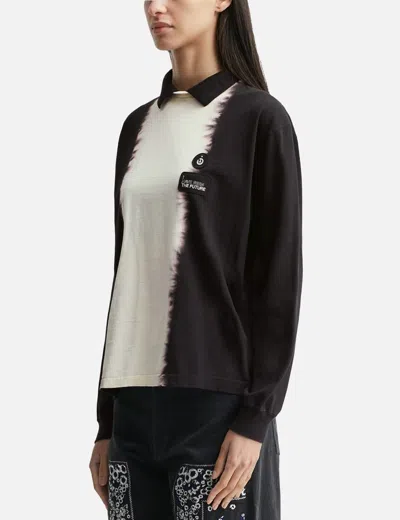 Nòmarhythm Textile Hand Dye Polo Tee Shirt In Black