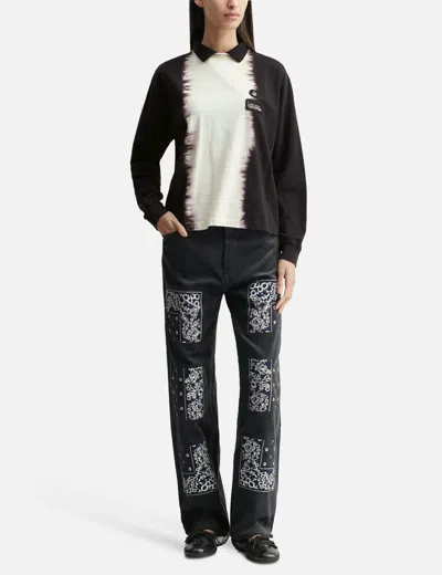 Nòmarhythm Textile Hand Dye Polo Tee Shirt In Black