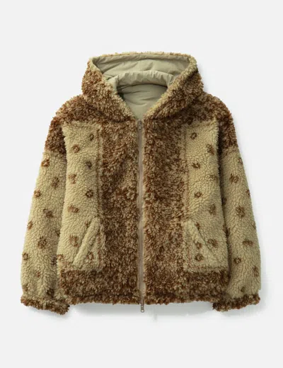 Nòmarhythm Textile Dyg Reversible Sherpa Hoody In Brown