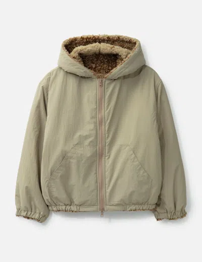 Nòmarhythm Textile Dyg Reversible Sherpa Hoody In Brown