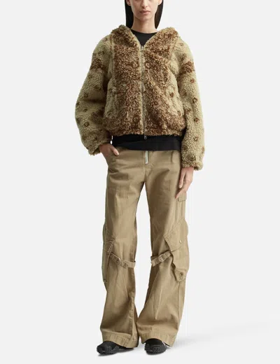 Nòmarhythm Textile Dyg Reversible Sherpa Hoody In Brown