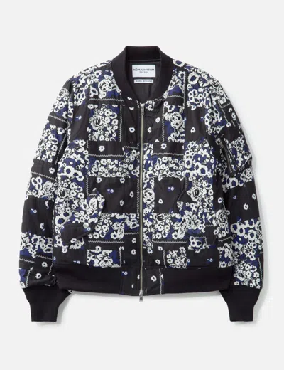 Nòmarhythm Textile Overdyed Patchwork Bandana Flight Jacket In Blue