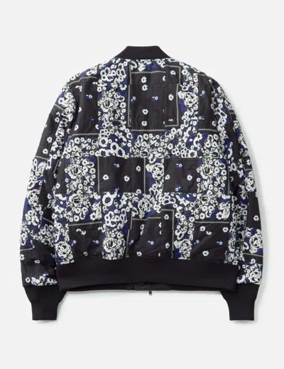 Nòmarhythm Textile Overdyed Patchwork Bandana Flight Jacket In Blue