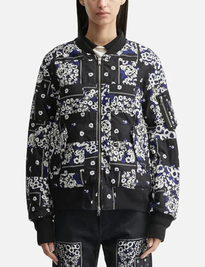 Nòmarhythm Textile Overdyed Patchwork Bandana Flight Jacket In Blue