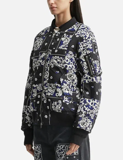 Nòmarhythm Textile Overdyed Patchwork Bandana Flight Jacket In Blue