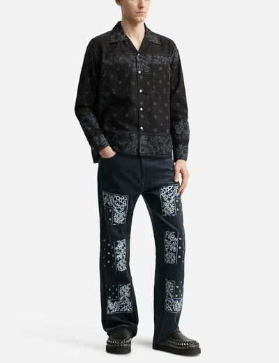 Nòmarhythm Textile Overdyed Bandana Print Shirt In Blue