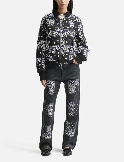 Nòmarhythm Textile Overdyed Patchwork Bandana Flight Jacket In Blue