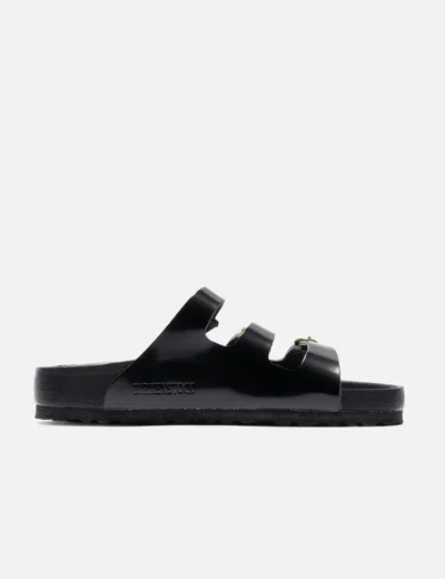 Birkenstock Black Sandals With Adjustable Straps And Gold-tone Buckles