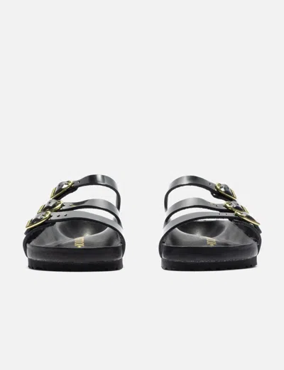 Birkenstock Black Sandals With Adjustable Straps And Gold-tone Buckles