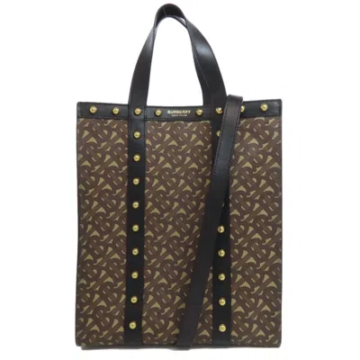 Pre-owned Burberry Black Brown Pvc Leather Tote Bag () In Multi
