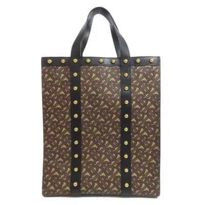 Pre-owned Burberry Black Brown Pvc Leather Tote Bag () In Multi