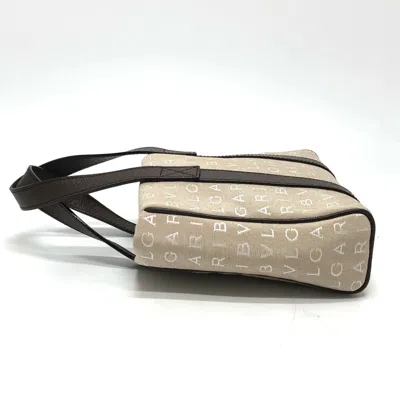 Pre-owned Bvlgari Beige Canvas Leather Handbag Tote Bag () In Sand