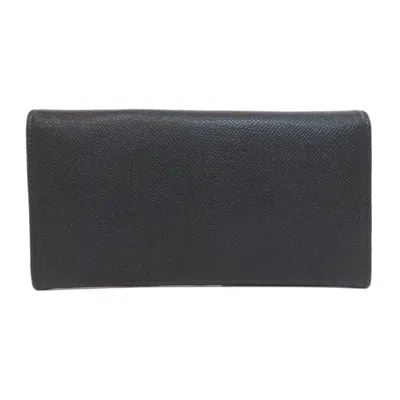 Pre-owned Bvlgari Black Leather Long Wallet (tri-fold) ()
