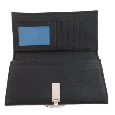 Pre-owned Bvlgari Black Leather Long Wallet (tri-fold) ()