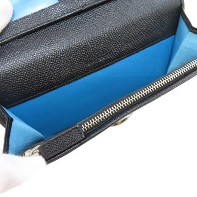 Pre-owned Bvlgari Black Leather Long Wallet (tri-fold) ()