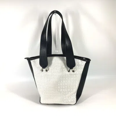 Pre-owned Bvlgari Black White Canvas Leather Handbag Tote Bag () In Multi