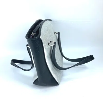 Pre-owned Bvlgari Black White Canvas Leather Handbag Tote Bag () In Multi