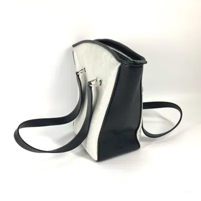 Pre-owned Bvlgari Black White Canvas Leather Handbag Tote Bag () In Multi