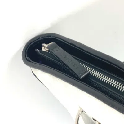 Pre-owned Bvlgari Black White Canvas Leather Handbag Tote Bag () In Multi