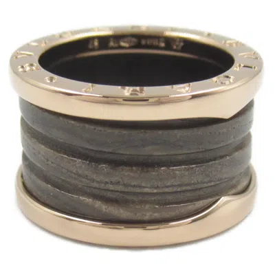 Pre-owned Bvlgari Brown Pink Gold (18k) Ceramic Band Ring ()