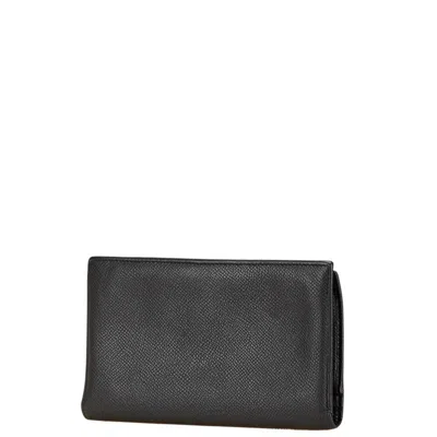 Pre-owned Bvlgari Black Leather Long Wallet (bi-fold) ()
