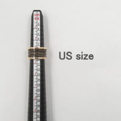 Pre-owned Bvlgari Brown Pink Gold (18k) Ceramic Band Ring ()