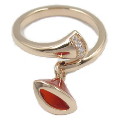 Pre-owned Bvlgari Clear Red Color Pink Gold (18k) Band Ring ()