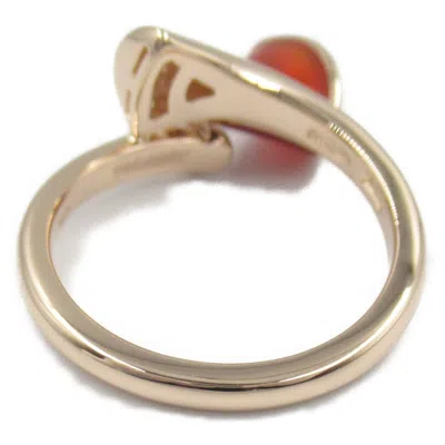 Pre-owned Bvlgari Clear Red Color Pink Gold (18k) Band Ring ()
