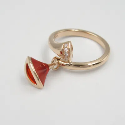 Pre-owned Bvlgari Clear Red Color Pink Gold (18k) Band Ring ()