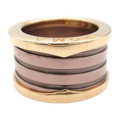 Pre-owned Bvlgari Gold Brown Pink Gold (18k) Ceramic Band Ring ()