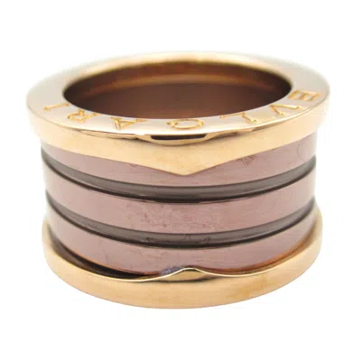 Pre-owned Bvlgari Gold Brown Pink Gold (18k) Ceramic Band Ring ()