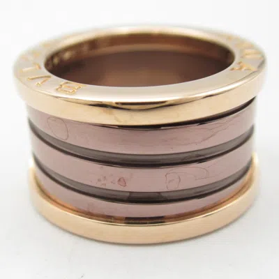 Pre-owned Bvlgari Gold Brown Pink Gold (18k) Ceramic Band Ring ()