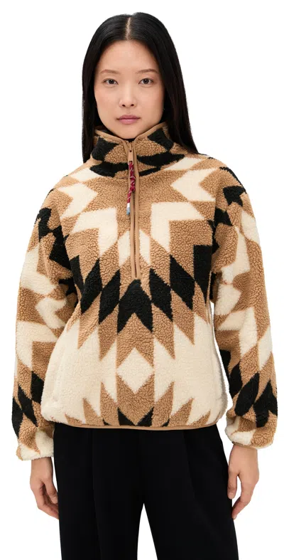 The Upside Harlow Geometric-pattern Half-zip Ski Top In Multi