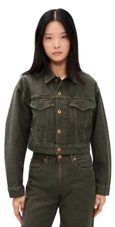 Slvrlake Davis Crop Trucker Jacket Black Wood Forest In Black