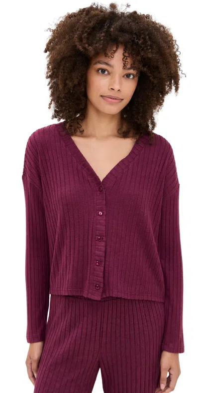 Z Supply Mara Rib Cardigan Merlot In Burgundy