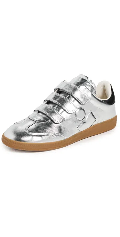 Isabel Marant Festive Beth Metallic Leather Low-top Sneakers In Silver