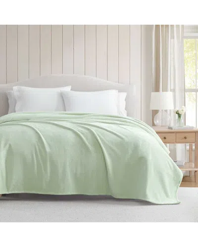 Martha Stewart The Bedford Collection Solid Plush Blanket - Sage In Green