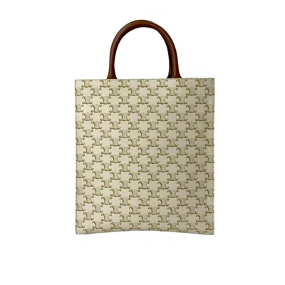 Pre-owned Celine Brown White Leather Pvc Handbag Shoulder Bag Tote Bag () In Multi