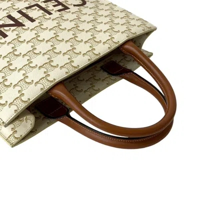 Pre-owned Celine Brown White Leather Pvc Handbag Shoulder Bag Tote Bag () In Multi