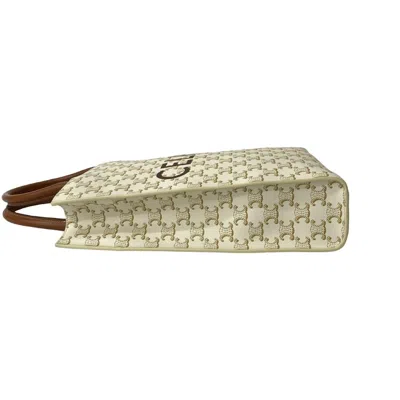 Pre-owned Celine Brown White Leather Pvc Handbag Shoulder Bag Tote Bag () In Multi