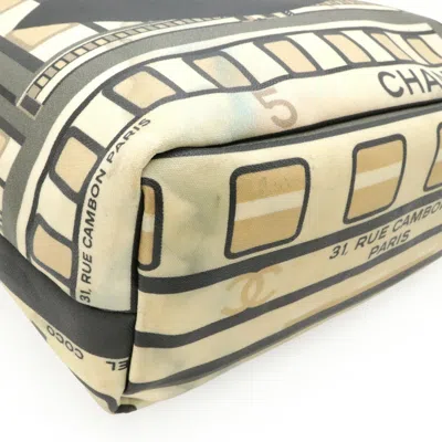 Pre-owned Chanel Beige Navy Pvc Leather Shoulder Bag Tote Bag () In Multi