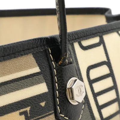 Pre-owned Chanel Beige Navy Pvc Leather Shoulder Bag Tote Bag () In Multi