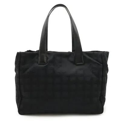 Pre-owned Chanel Black Brown Nylon Leather Tote Bag () In Multi