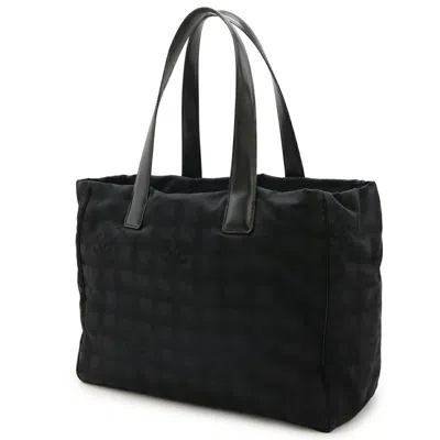 Pre-owned Chanel Black Brown Nylon Leather Tote Bag () In Multi