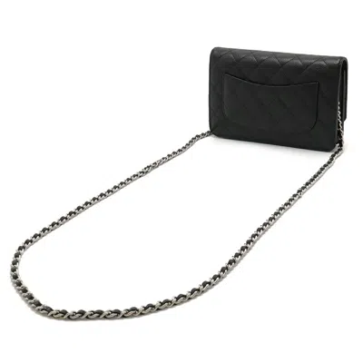 Pre-owned Chanel Black Grained Calfskin Pochette Shoulder Bag ()