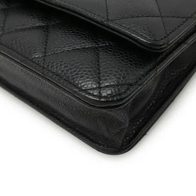 Pre-owned Chanel Black Grained Calfskin Pochette Shoulder Bag ()