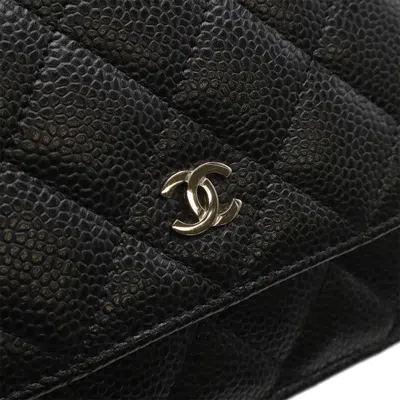 Pre-owned Chanel Black Grained Calfskin Pochette Shoulder Bag ()
