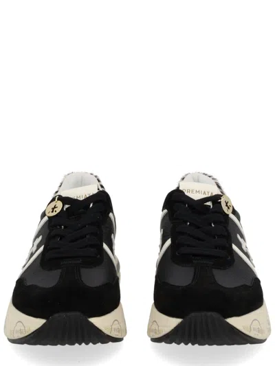 Premiata Contemporary Calf Leather Sneakers With Chunky Sole In Black